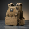 Warfighter Tactical Plate Carrier Vest with Level 3-4 Armor Plates | Full Combat Kit with Mag Pouches, IFAK, Nalgene Holder & Placard