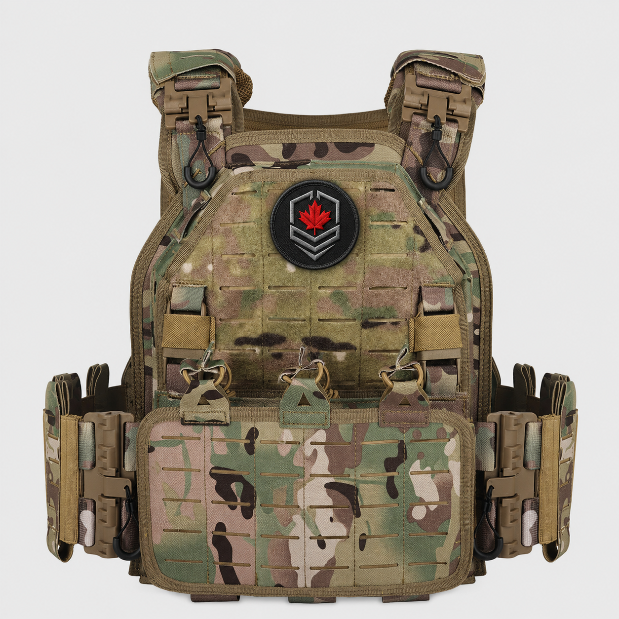 Warfighter Tactical Plate Carrier Vest with Level 3-4 Armor Plates | Full Combat Kit with Mag Pouches, IFAK, Nalgene Holder & Placard