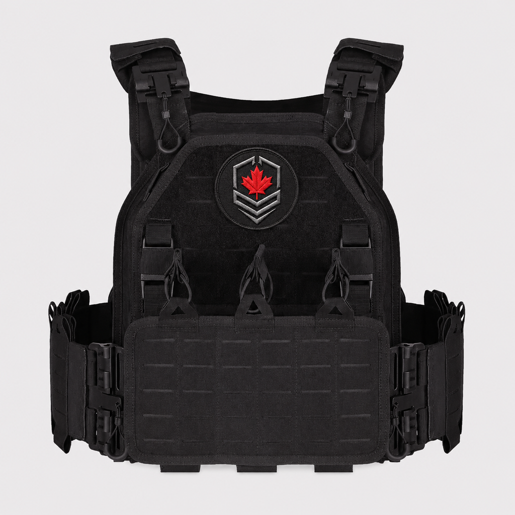Warfighter Tactical Plate Carrier Vest with Level 3-4 Armor Plates | Full Combat Kit with Mag Pouches, IFAK, Nalgene Holder & Placard